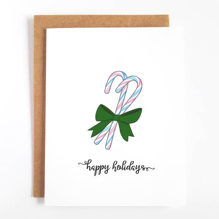 Trans Candy Cane Bow Kaart voor wholesale door Little Rainbow Paper Co