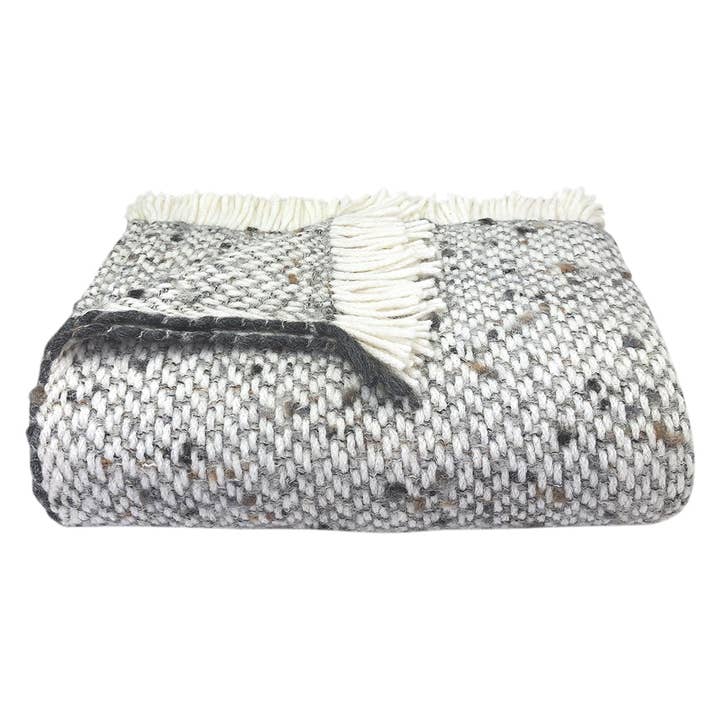 Chunky Gray Weave Alpaca Throw for wholesale by SLATE + SALT