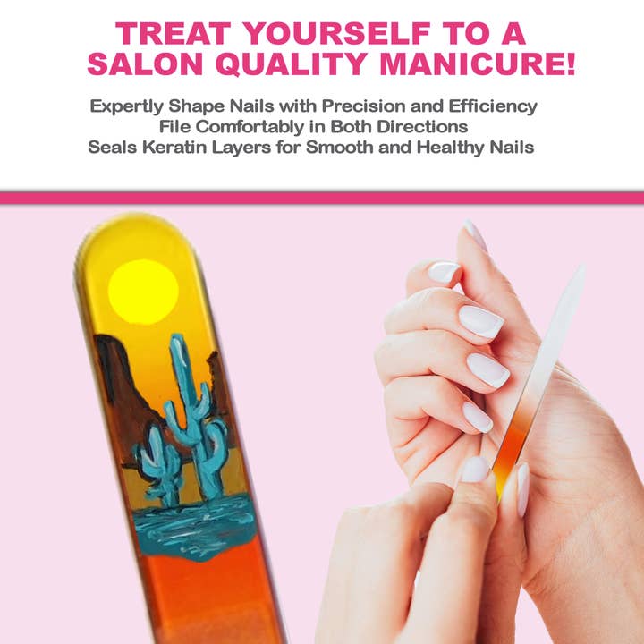 Classy Nail Files - Wholesale Nail File - Desert Oasis Cactus Southwest Hand Painted Crystal Nail File3