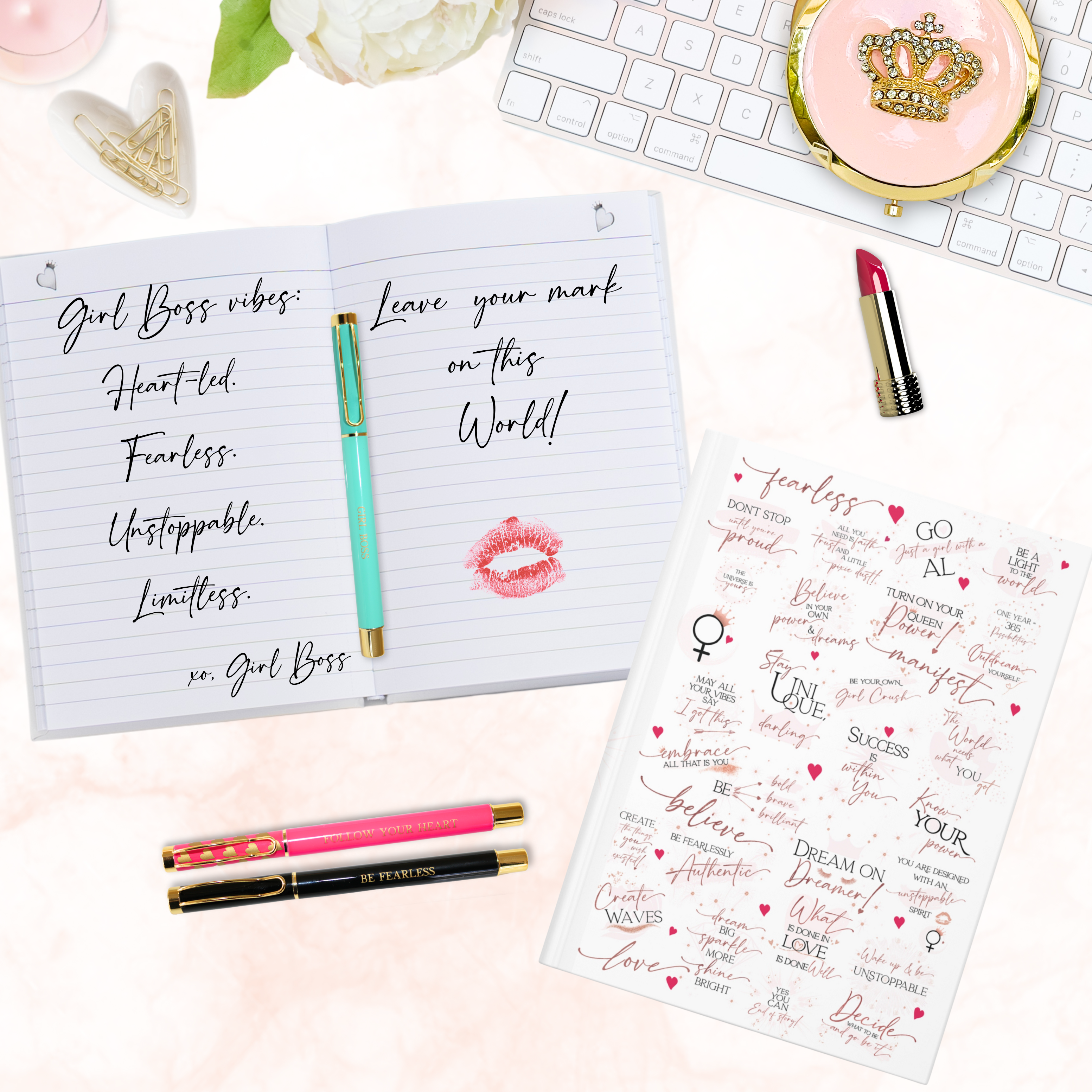 Girl Power 24/7 - Wholesale Journal/Diary - Girl Boss Hardcover Journal - Make an Impact! - White & Rose11