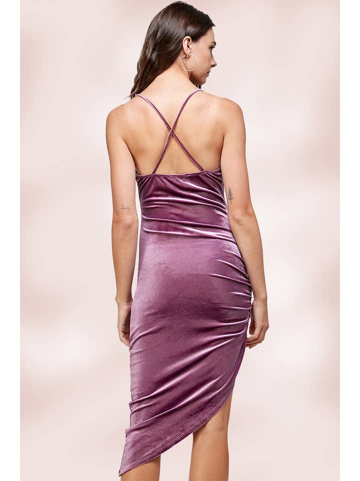 MILEY + MOLLY - Wholesale Dress - Women's - Velvet Spaghetti Strap V-Neck Midi dress1