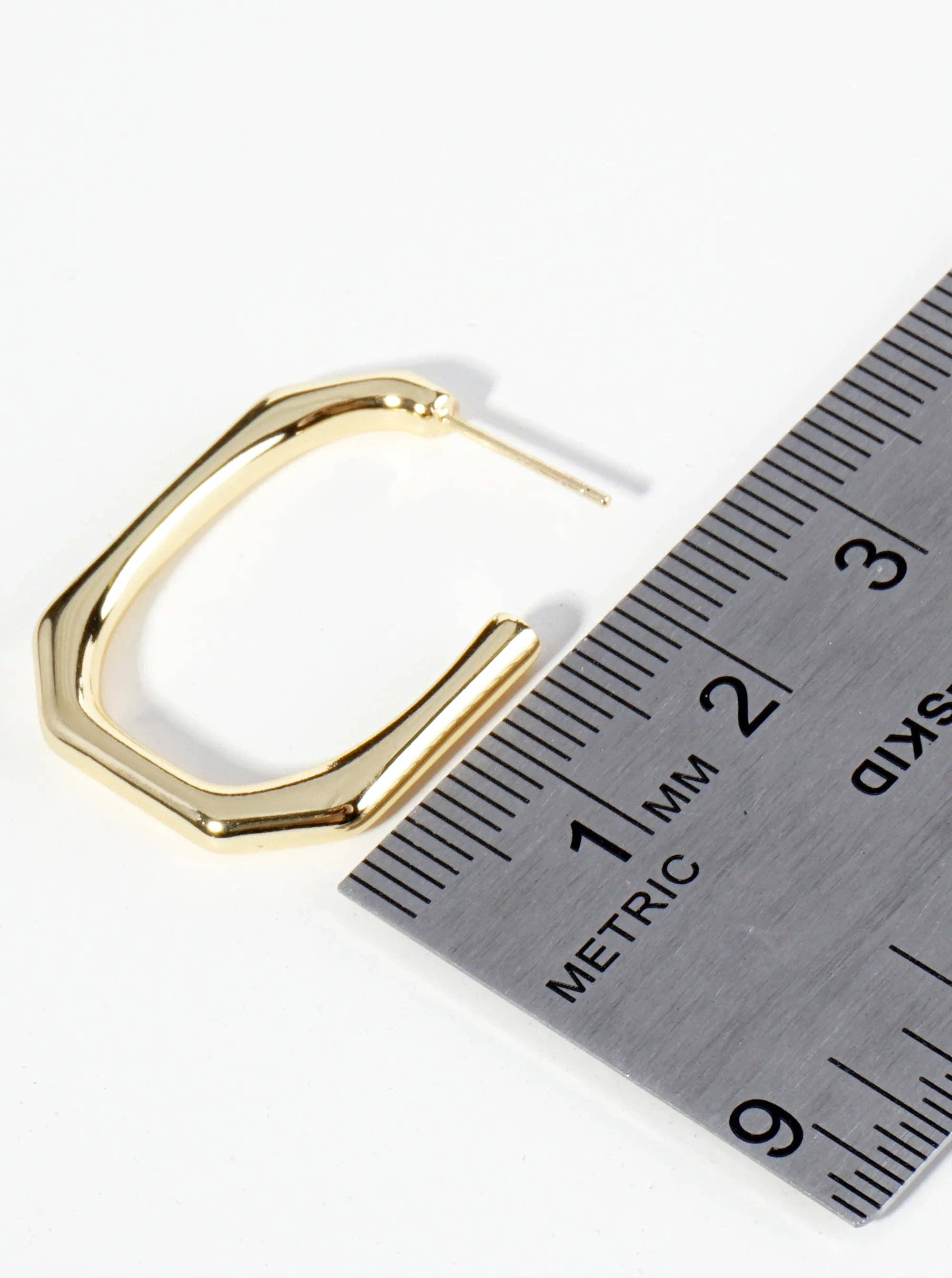 Wild Honey - Wholesale Hoop Earrings - 18K Gold Dipped 25Mm Octagon Hoop Earrings4