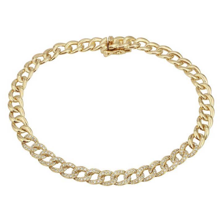 Bracciale a maglie cubane con diamanti Petite Micro Pave in oro 14k per la vendita all'ingrosso da parte di Izakov Fine Jewelry