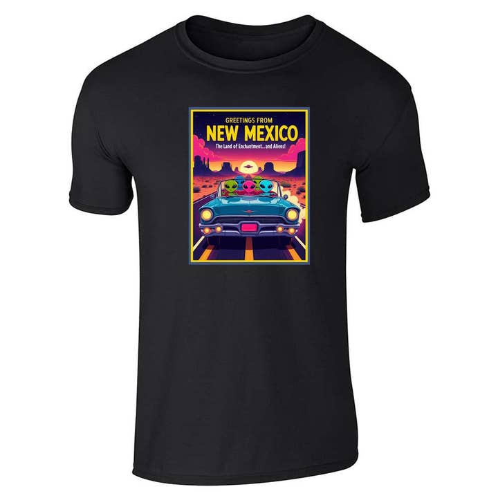 New Mexico UFO Alien Greetings Land Enchantment Unisex Tee for wholesale by Pop Threads