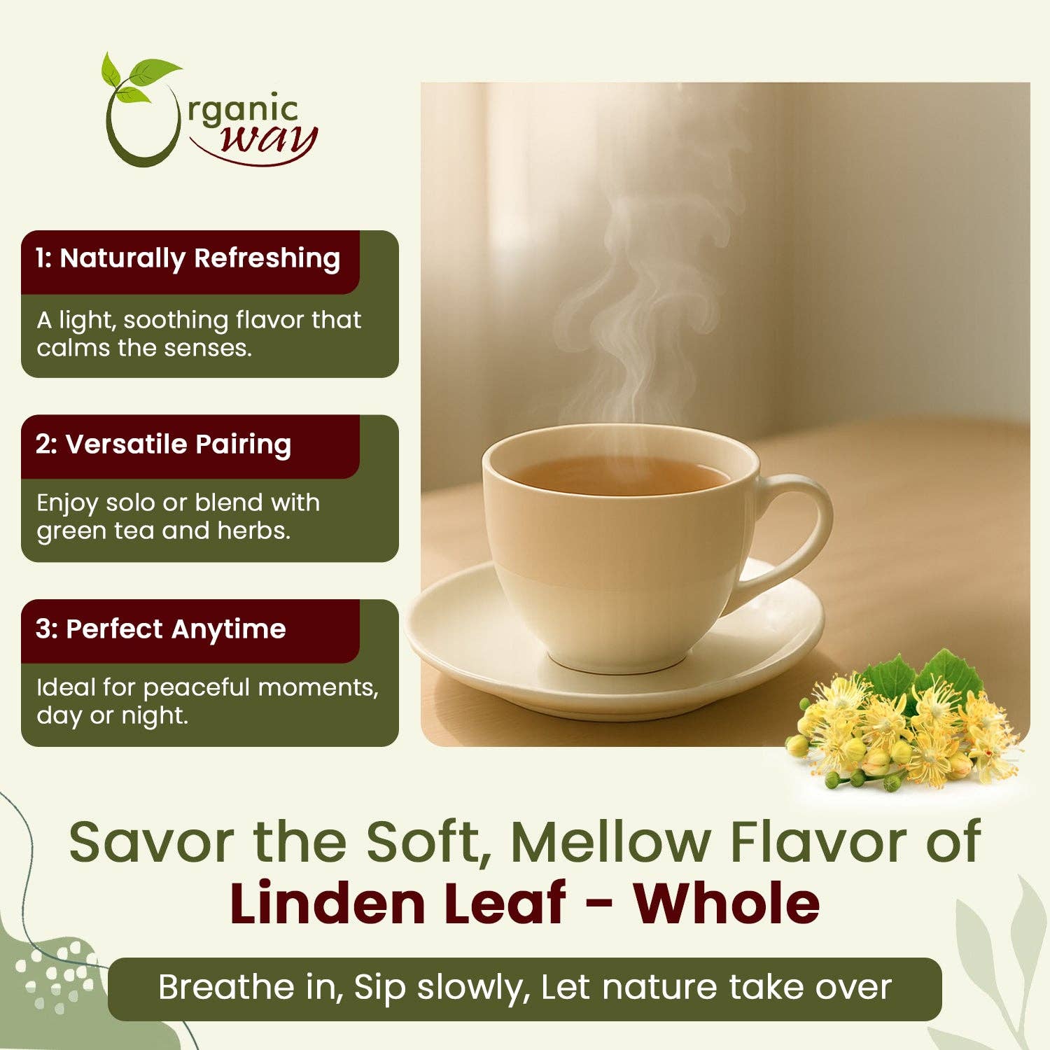 Organic Way LLC - Wholesale Losse thee - Lindebloesem & Blad Kruidenthee Bloesem & Culinaire Gebruik | Europees Wild-Oogst | Koosjer & USDA Gecertificeerd | Veganistisch, Non-GMO & Glutenvrij | 100% Rauw uit Albanië5