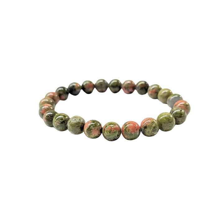 Pulsera Unakite 8mm para venta al por mayor de The Crystal Garden
