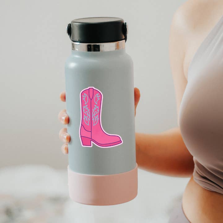Pink Cowgirl boot sticker for wholesale by Kase Wear