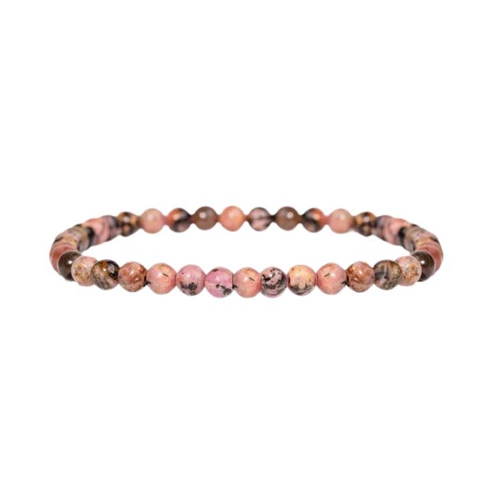 Crystal Bracelet - 4mm Rhodonite, pack of 5 for wholesale by Earths Elements Wholesale