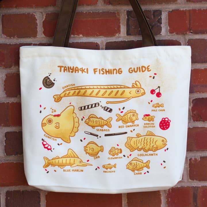 Sac fourre-tout en toile "Guide de pêche Taiyaki" pour la vente par Laiberry Art