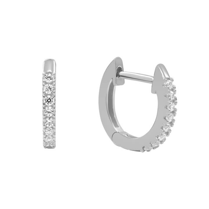 Ofina Jewelry - Wholesale Huggie Earrings - 10k Solid Gold Pave CZ Huggies - PAIR4