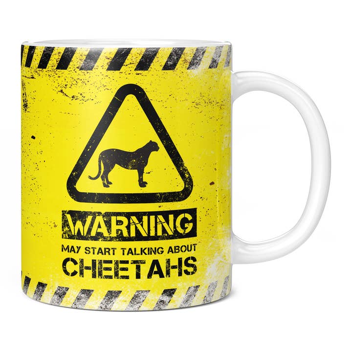 Cheetah Mug - Warning May Start Talking About Cheetahs for wholesale by Mug Monster