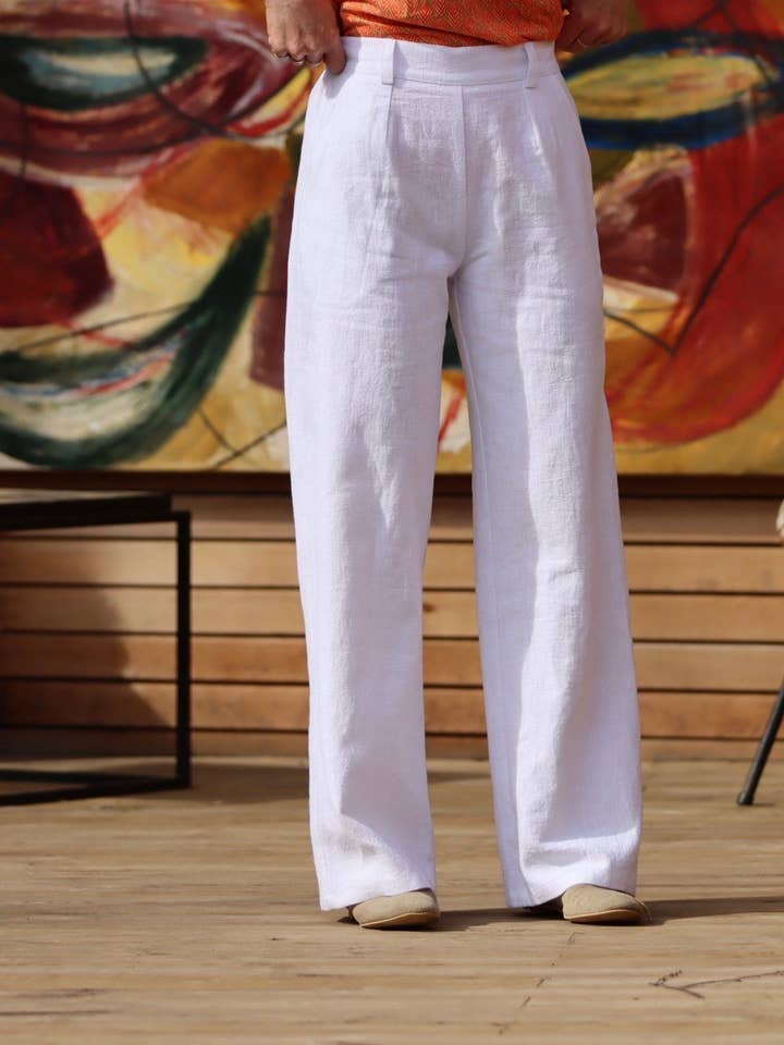 Nestor hvid linned bukser for engroshandel hos Quintessence