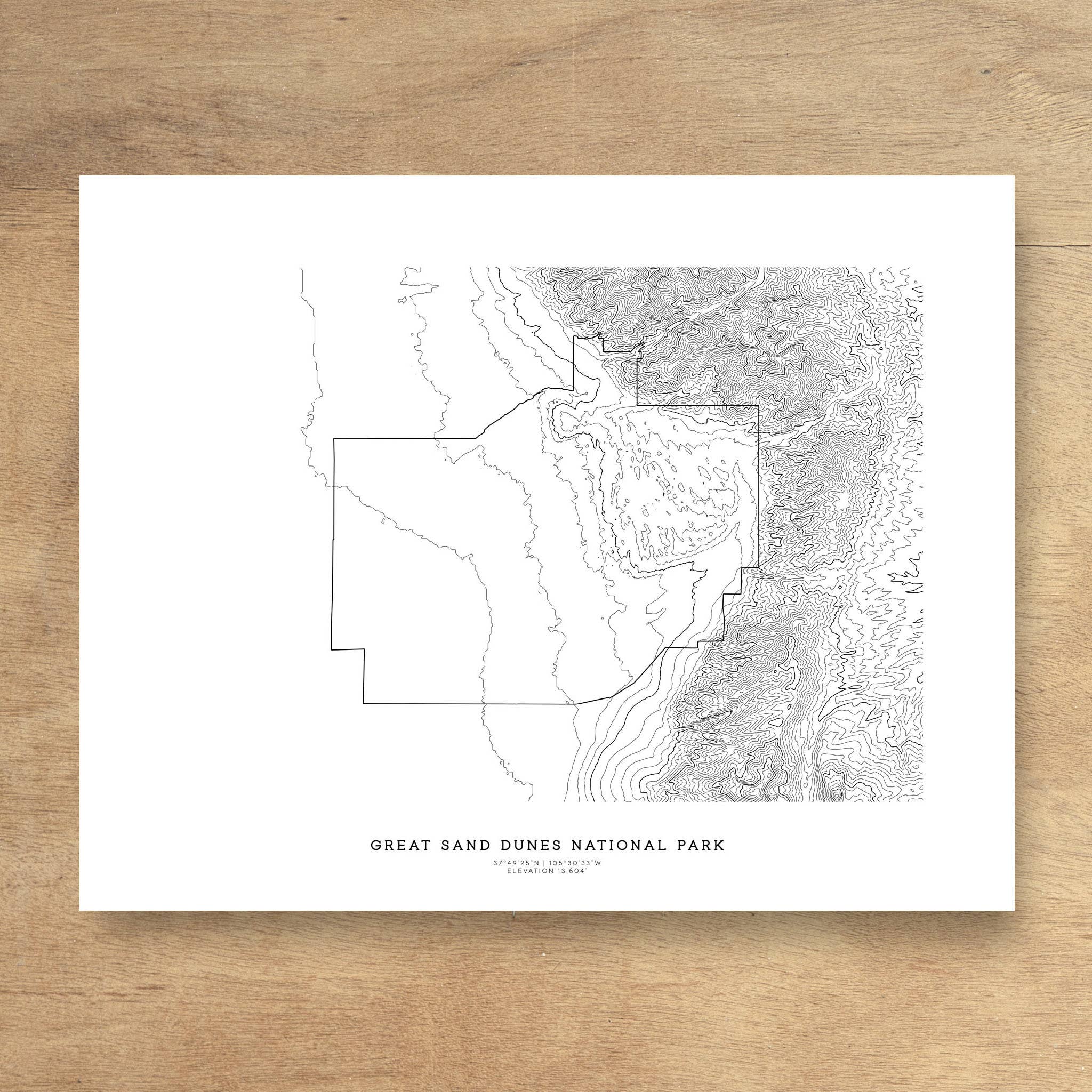 Topographia Design - Wholesale Art Print - Great Sand Dunes National Park Topographic Map Art Print1