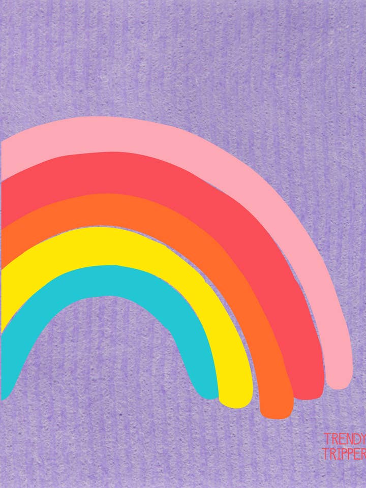 Rainbow Colors on Purple Swedish Dishcloth for wholesale by Trendy Tripper