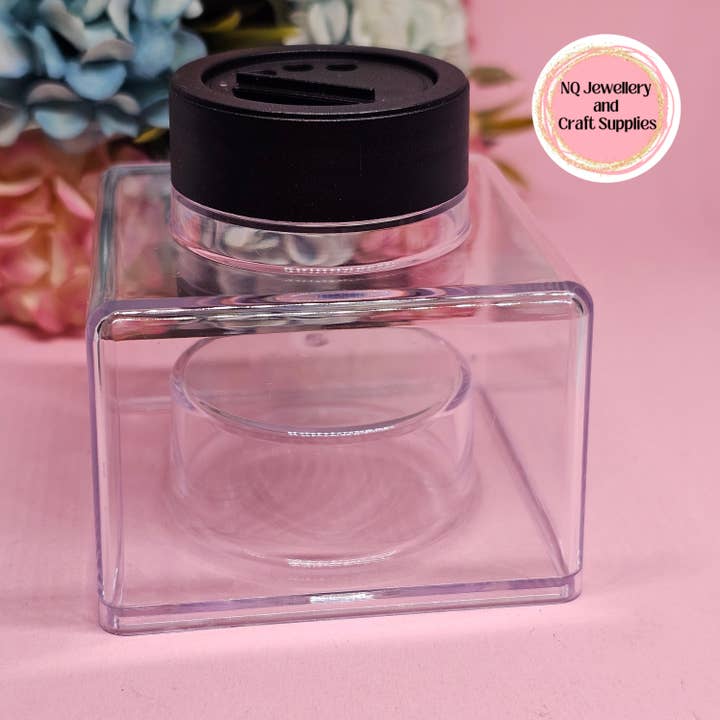 2oz Empty Transparent Stackable Square Container / Glitter Container / Jar / Spice Container / Kitchen Storage for wholesale by NQ Jewellery & Craft Supplies