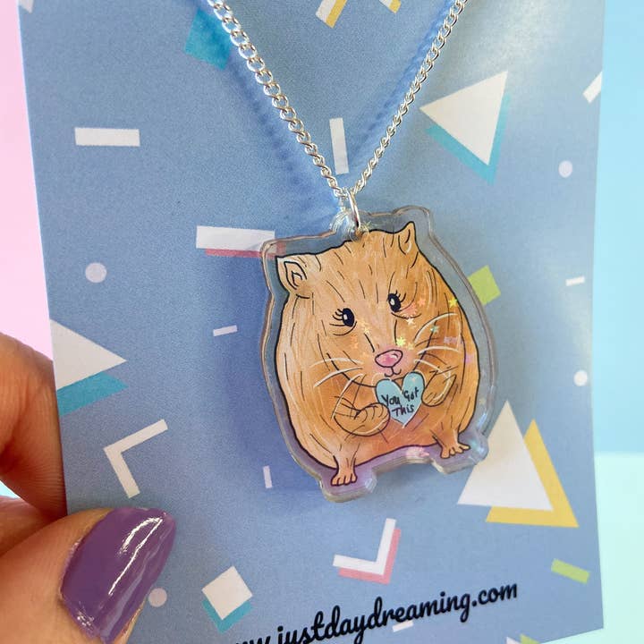 Motivational Hamster Necklace, Animal Jewellery for wholesale by Just Daydreaming