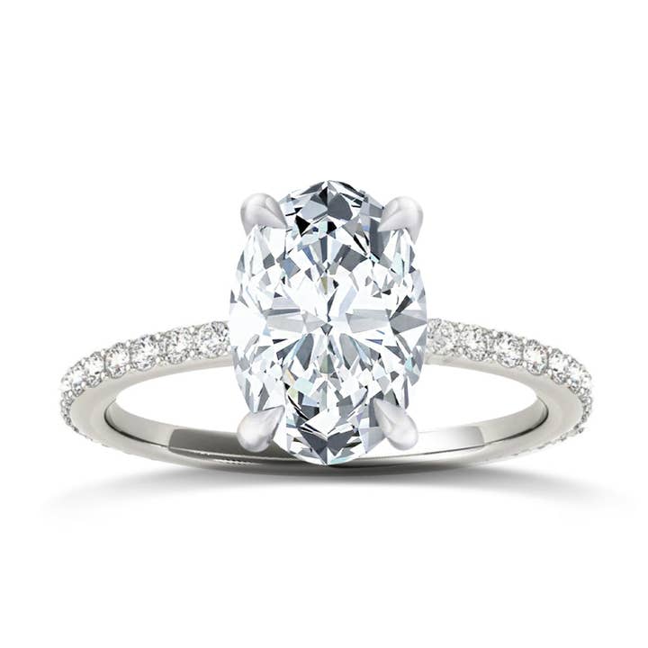 Ovalformad diamantring med diamantringband för wholesale av Meira T