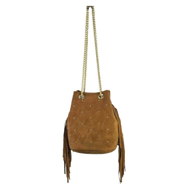 Chenson & Gorett - Wholesale Shoulder Bag - Women's - Women's Leather Bag with Side Fringe and Studs. Sales12