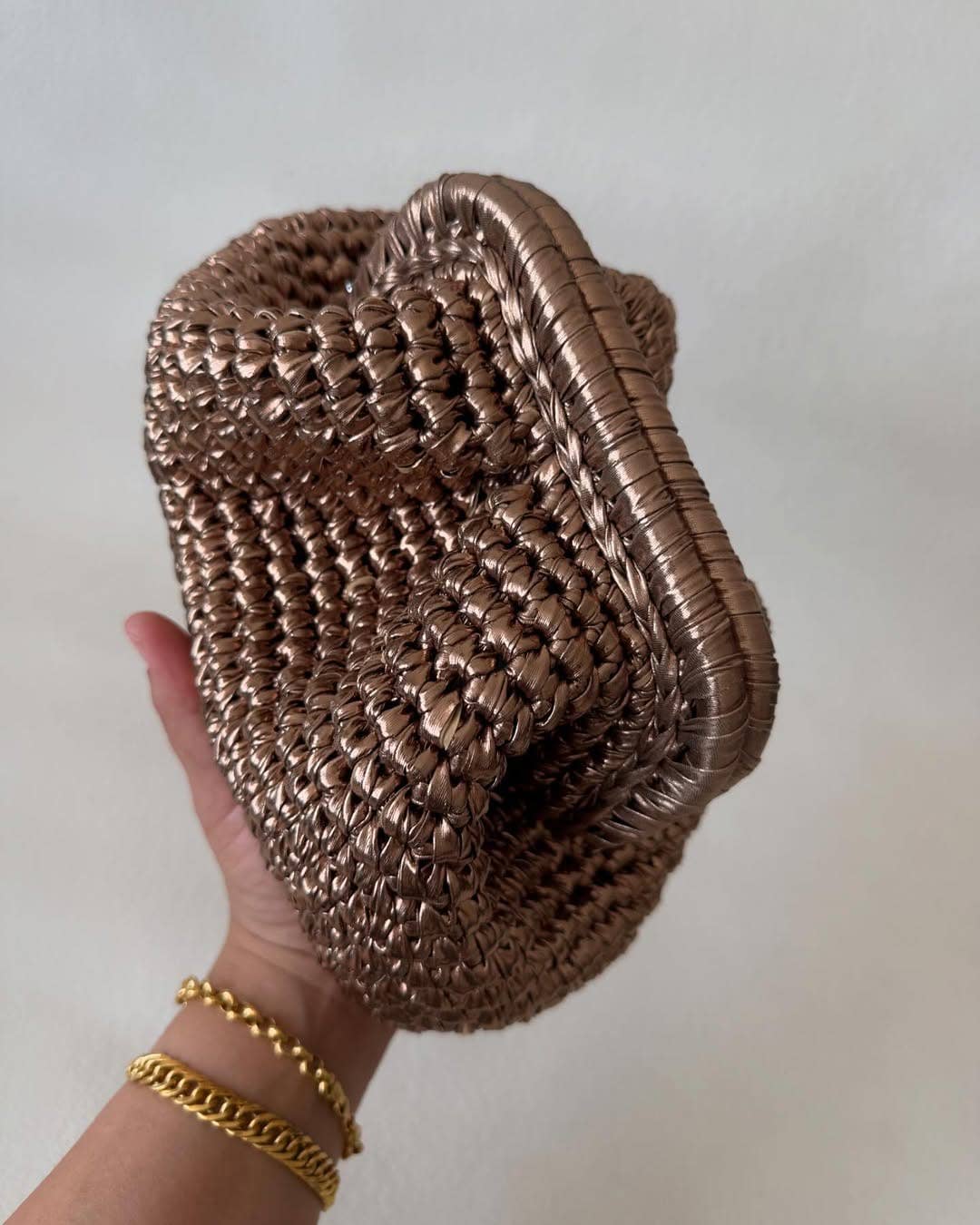 CHQEL - Wholesale Clutch Bag - Women's - CHQEL Gold Metal Clutch Bag Women Handmade Crochet Purse 0