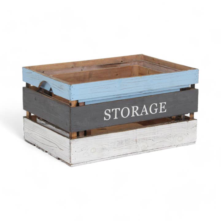 Cheungs Home Decor - Wholesale Storage Bin - Set of 3 Slatted Wood "Storage" Crates2