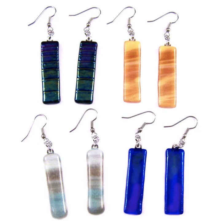 Målat Glas Örhängen - Dingla lång - neutrala färger för wholesale av Glass Town USA