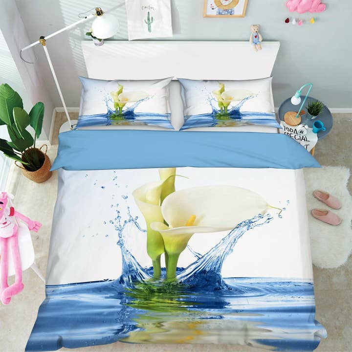 3D Blue Calla Lily Water Quilt Cover Set Bedding Set Pillowcases 66 for wholesale by Jess Art Decoration