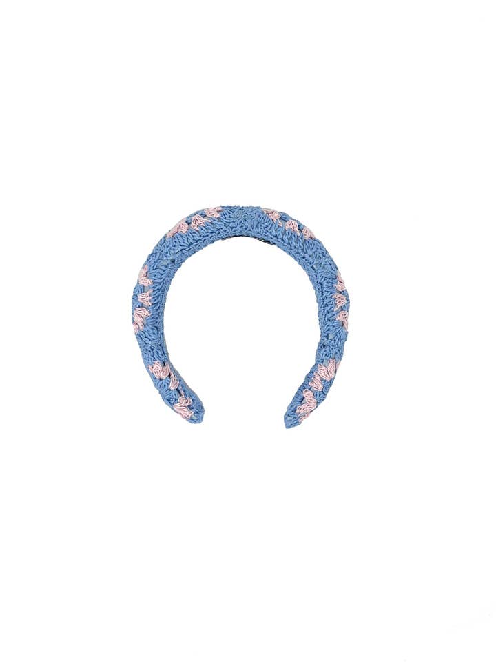 Light blue and pink crochet hairband per la vendita all'ingrosso da parte di Tétè Accessories