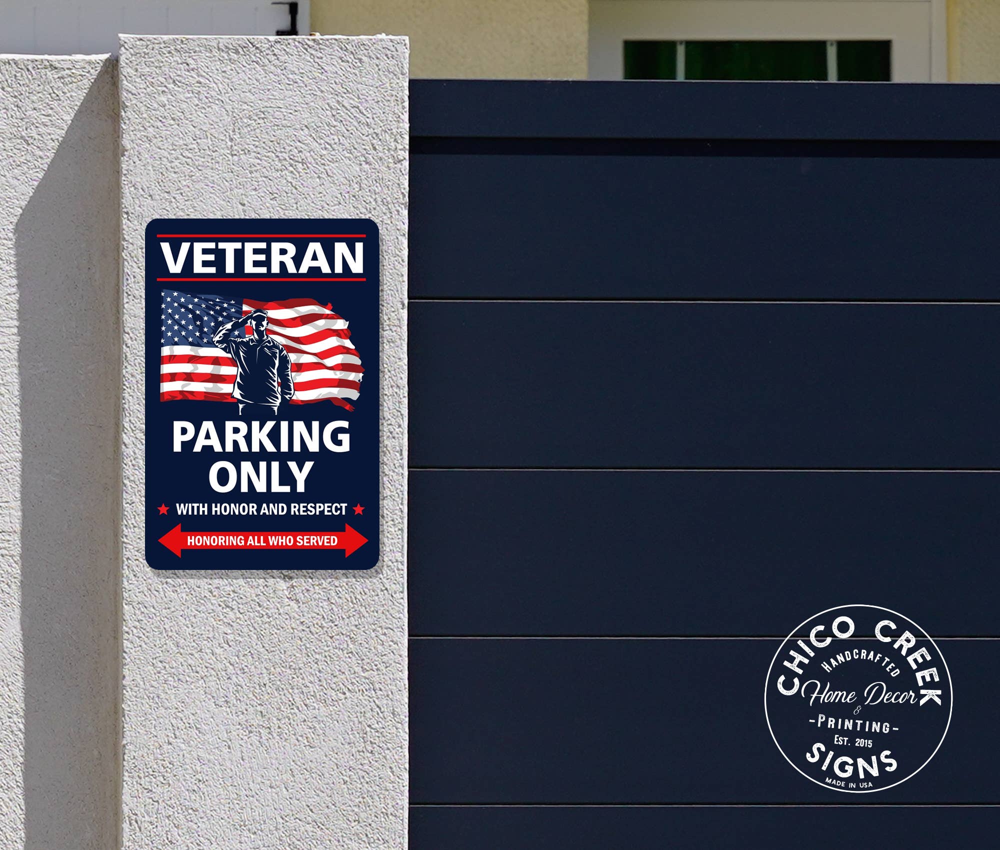 Chico Creek Signs - Venta al por mayor Letreros - Señal de solo estacionamiento para veteranos del Ejército, Marina y Fuerza Aérea 1081220010181