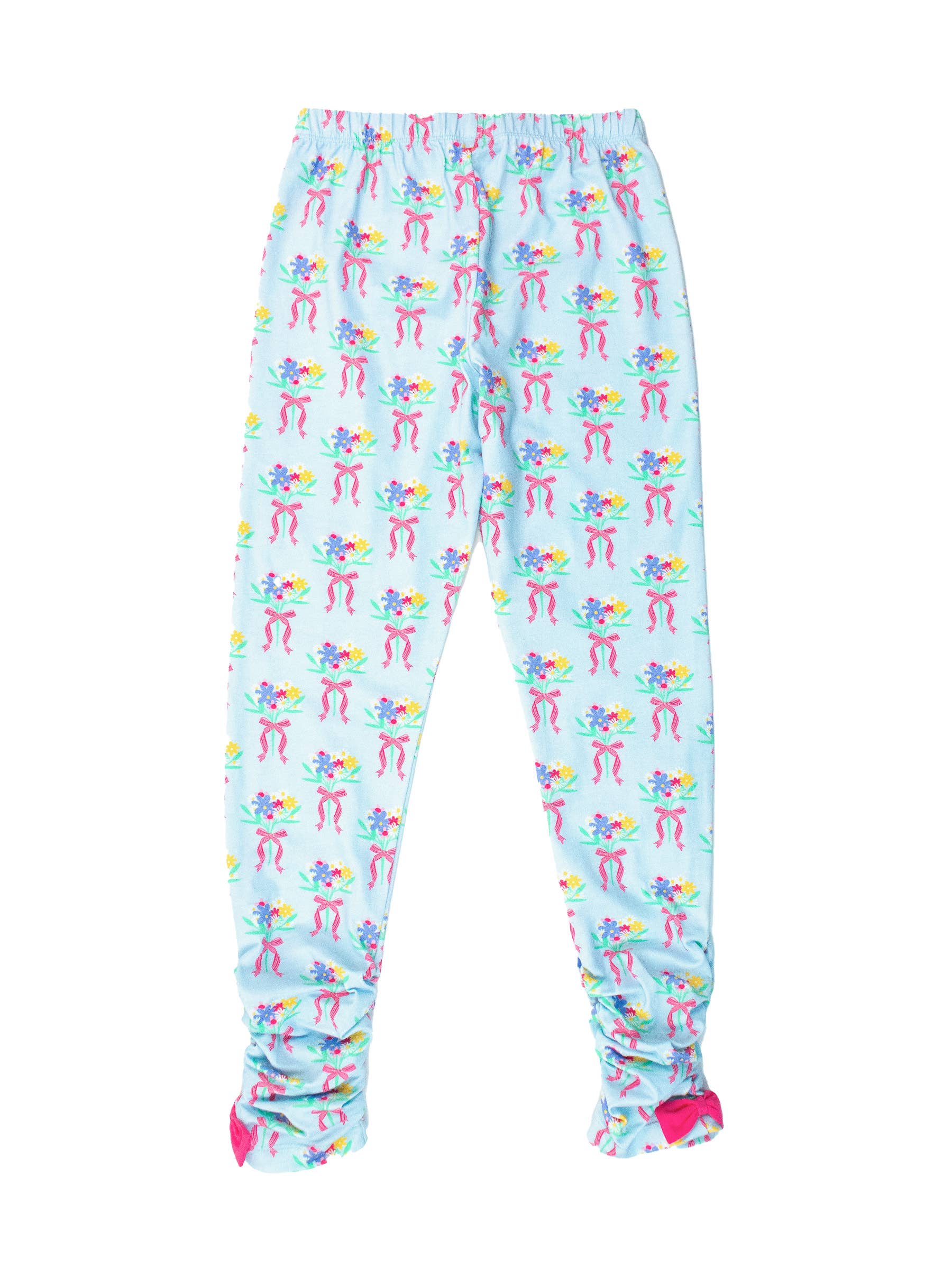 Blue Girls Bows and Bouquets Ruched Bow Leggings for wholesale on Faire0