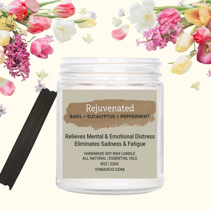 Rejuvenated | Vela de aromaterapia | 8 oz. para venta al por mayor de Iowax Aromatherapy Products