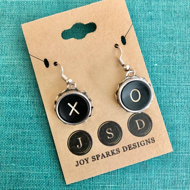Joy Sparks Designs - Wholesale Dangle Earrings - XO Typewriter Key Earrings5