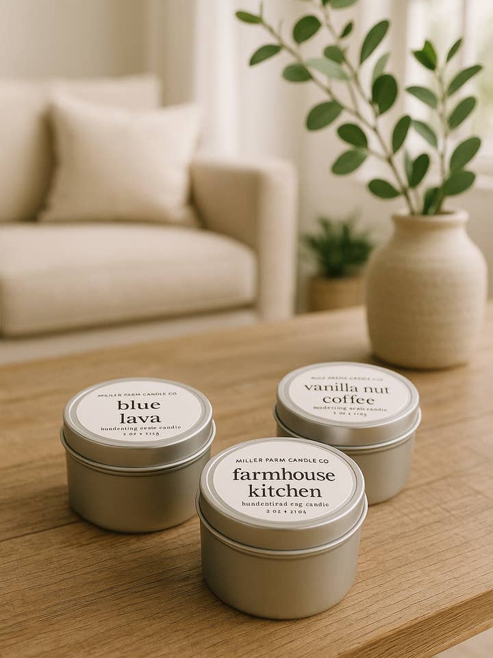 4 oz Autumn Holiday Candle Tins | Select from Many Scents for wholesale by Miller Farm Candle Co