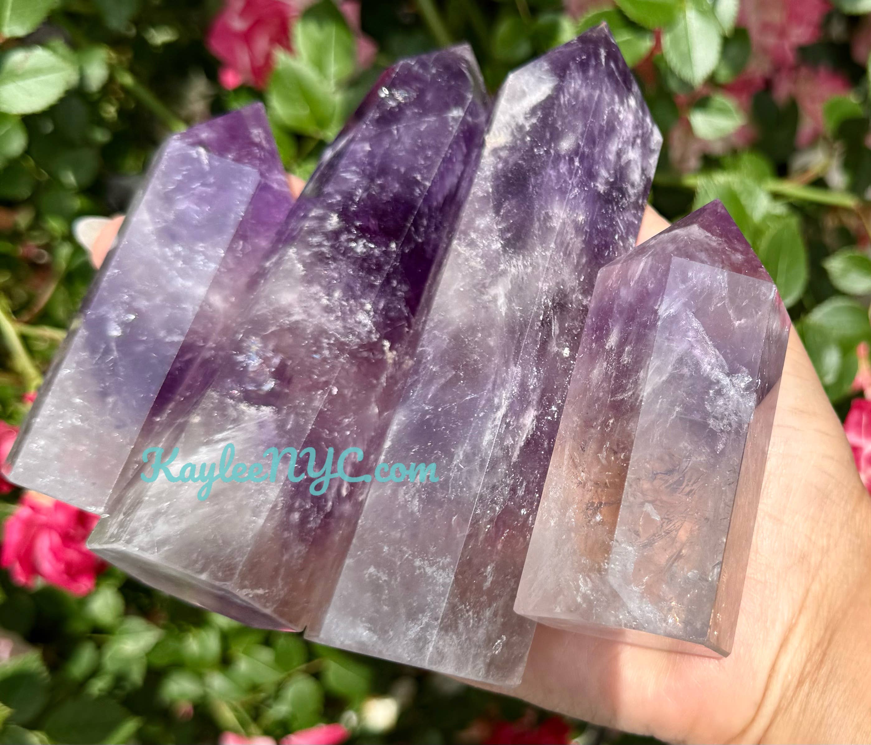 KayleeNYC - Vendita all'ingrosso Pietra/cristallo spirituale - 2 libbre di Obelisco di Ametista Punta di Cristallo Energia Naturale5