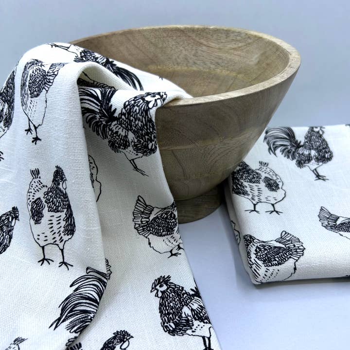 Gift Set - Natural Wooden Bowl with Set of 2 Kitchen Towels for wholesale by Rich Home Linens