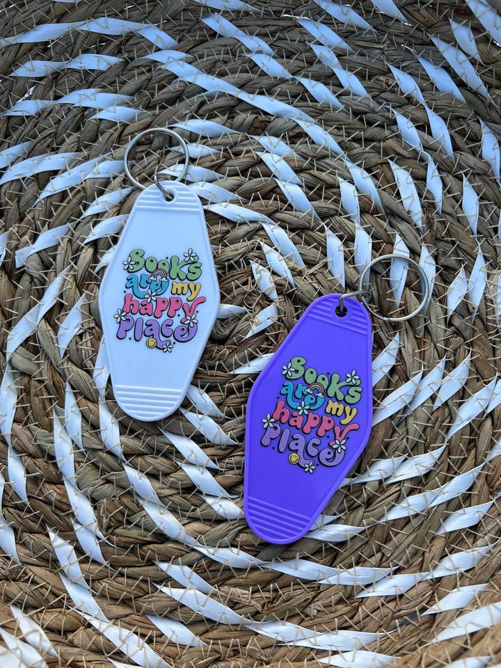 Bücher Happy Place Motel Keychain für den Großhandel von ShopCassiesCrafts