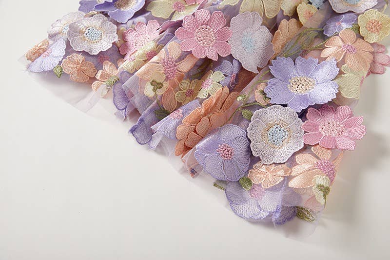 Productseeker - Wholesale Formele jurk - Dames - DR0270Y elegante avondjurk met bloemen in mesh en visstaart7