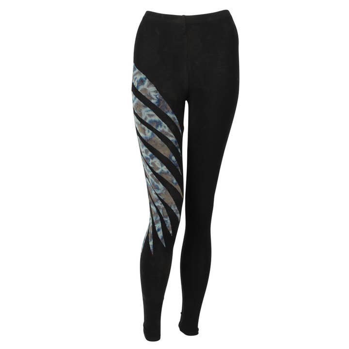 Leggings - Batik - Leaf - nero - blu - marrone per la vendita all'ingrosso da parte di Tribal Trade GmbH