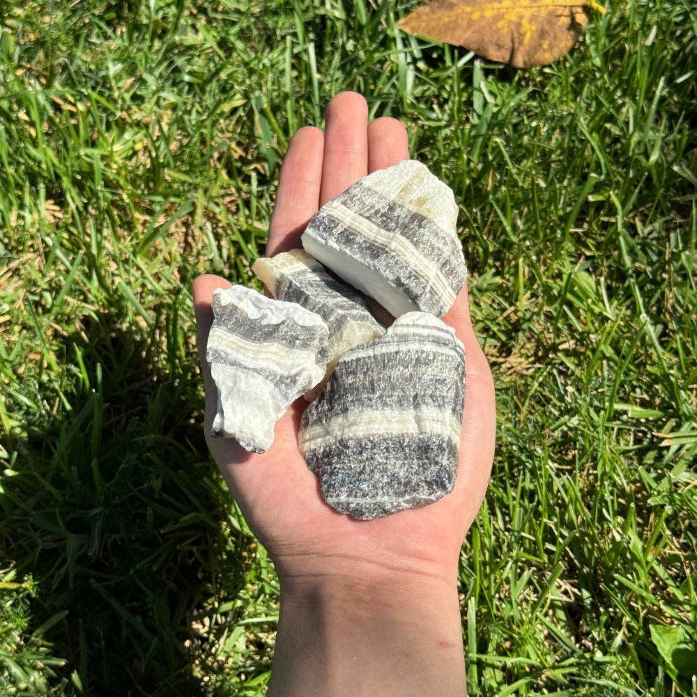 Earths Elements Wholesale – wholesale Andlig sten/kristall – Rå Kristall - Zebra Kalcit - Liten, 1lb1