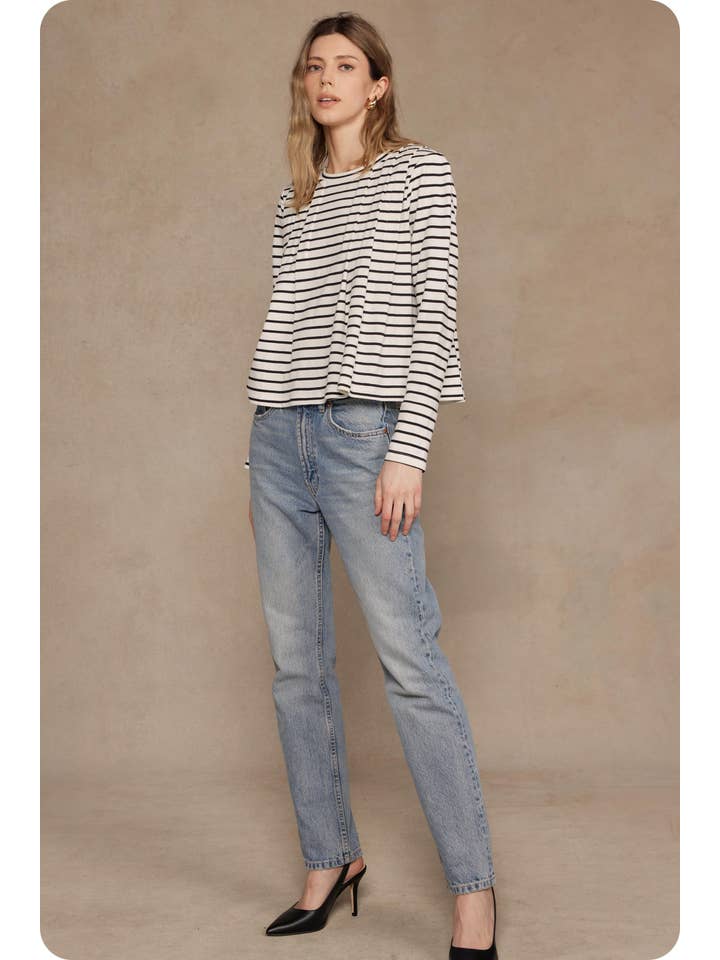 Strut & Bolt – wholesale Blouse – Women’s – Striped Shoulder Pad Knit Tee Top7