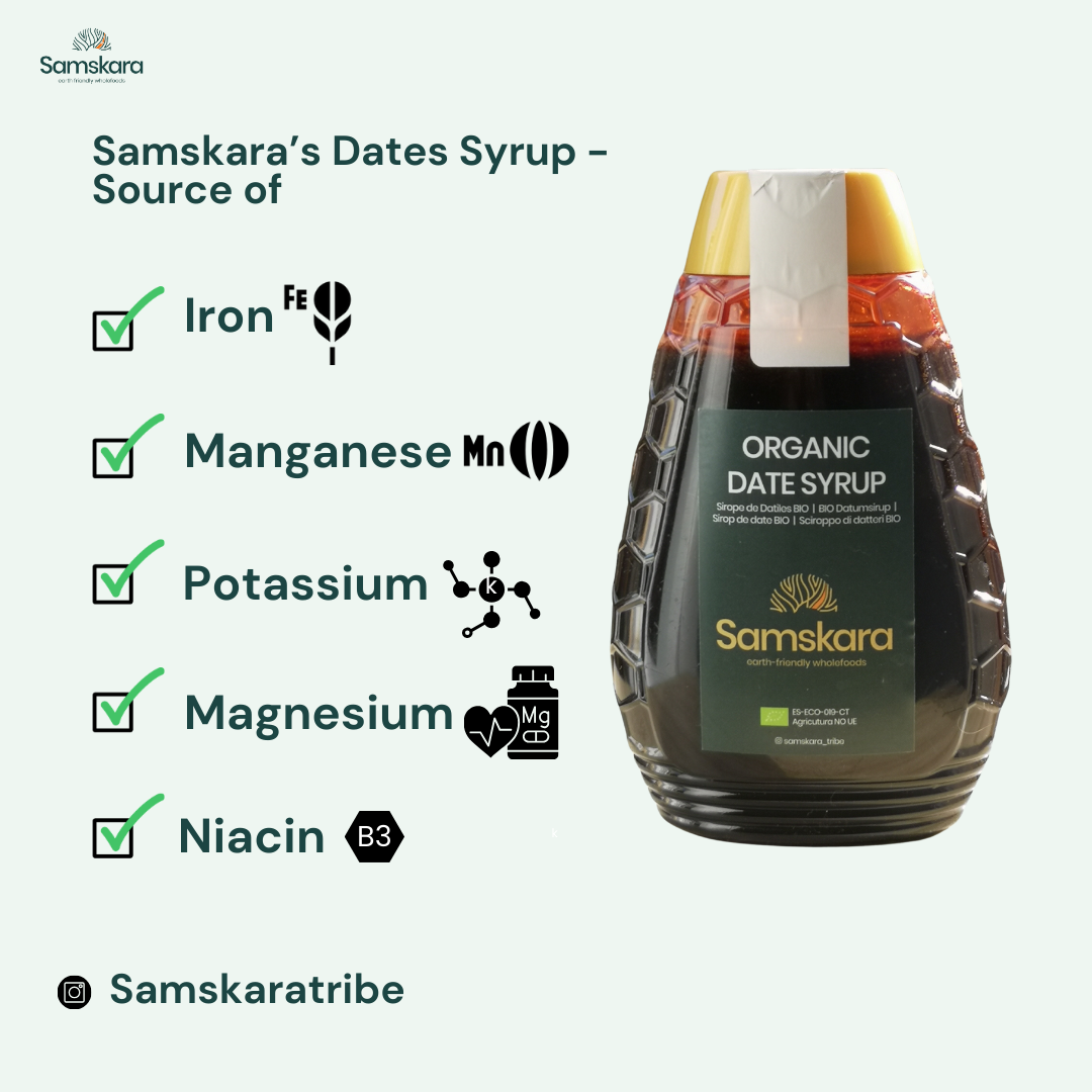 Samskara - Vendita all'ingrosso Sciroppi aromatizzati - Sciroppo di Datteri biologico Samskara | Dolcificante naturale a basso indice glicemico | 500 g5