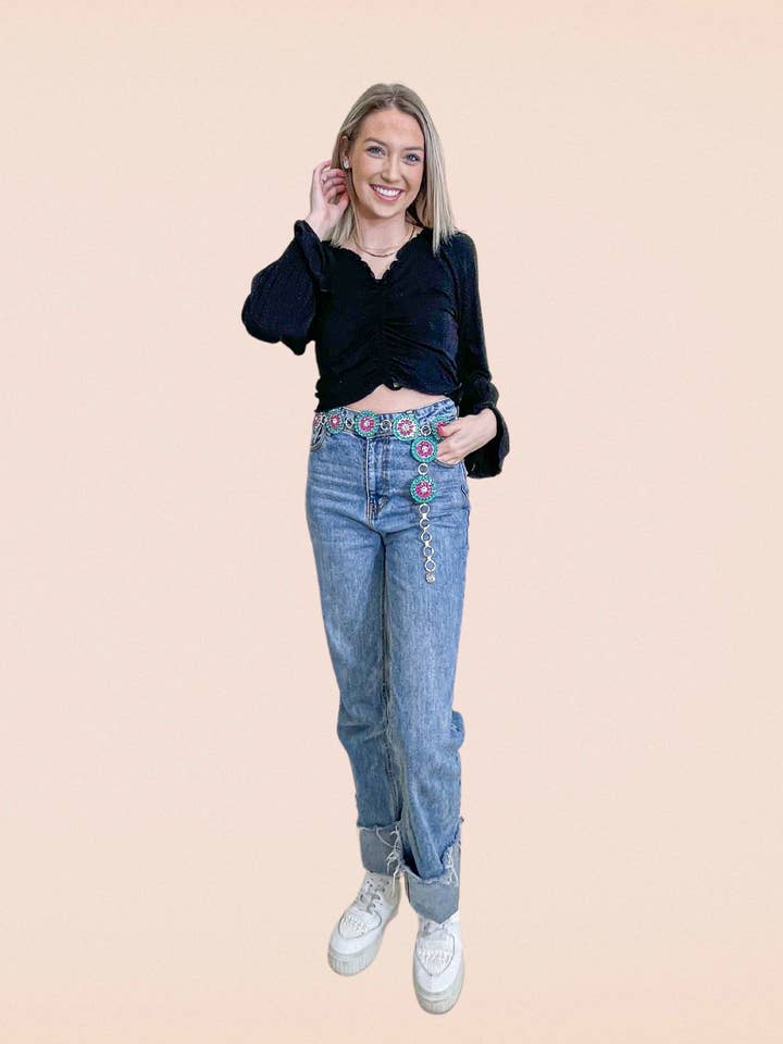 Turquoise Squash Blossom Belt, PLUS for wholesale by GRACE+EMMA by Southern Grace