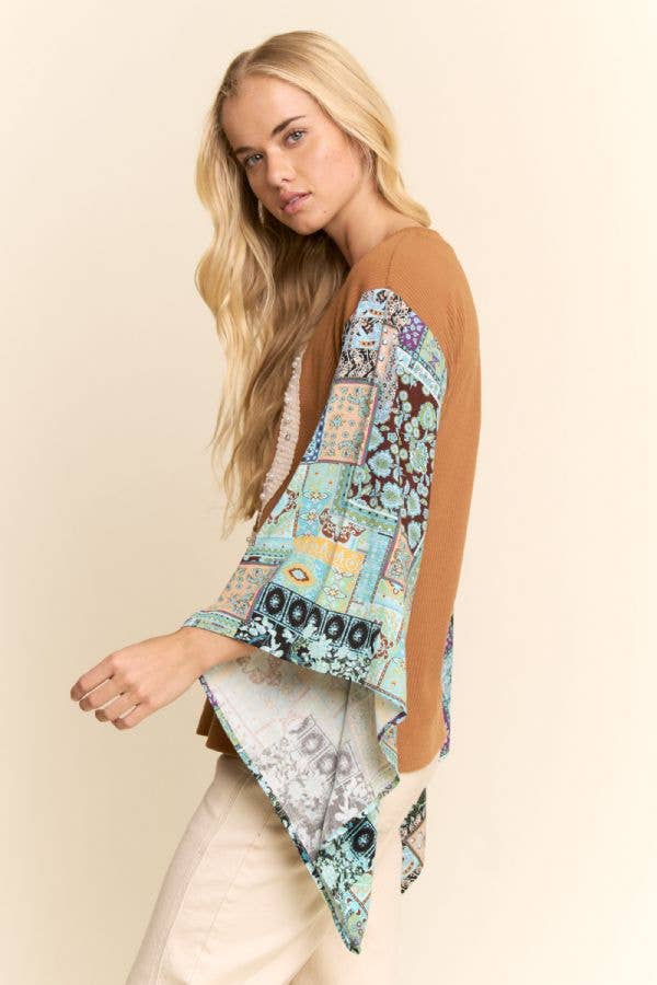 Davi & Dani - Wholesale Knit Top - Women's - BOHO PATCHWORK KNIT TOP10