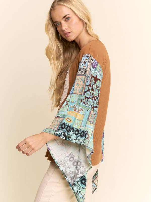 Davi & Dani - Wholesale Knit Top - Women's - BOHO PATCHWORK KNIT TOP10