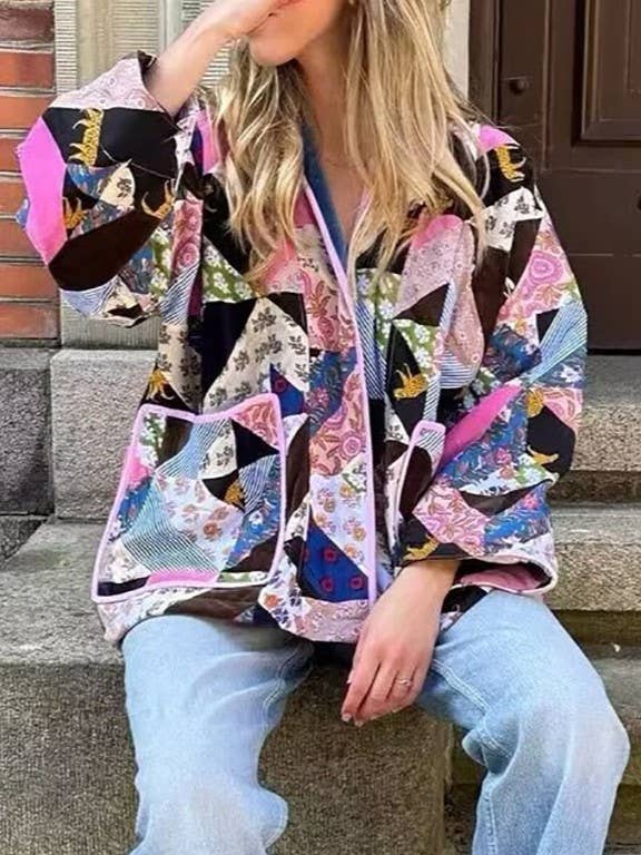 Mult Unique bohemian Patchwork quilted jacket for wholesale on Faire