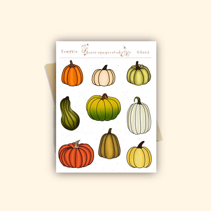 Feuille d'autocollants en forme de citrouille pour la vente par Annie's paper studio
