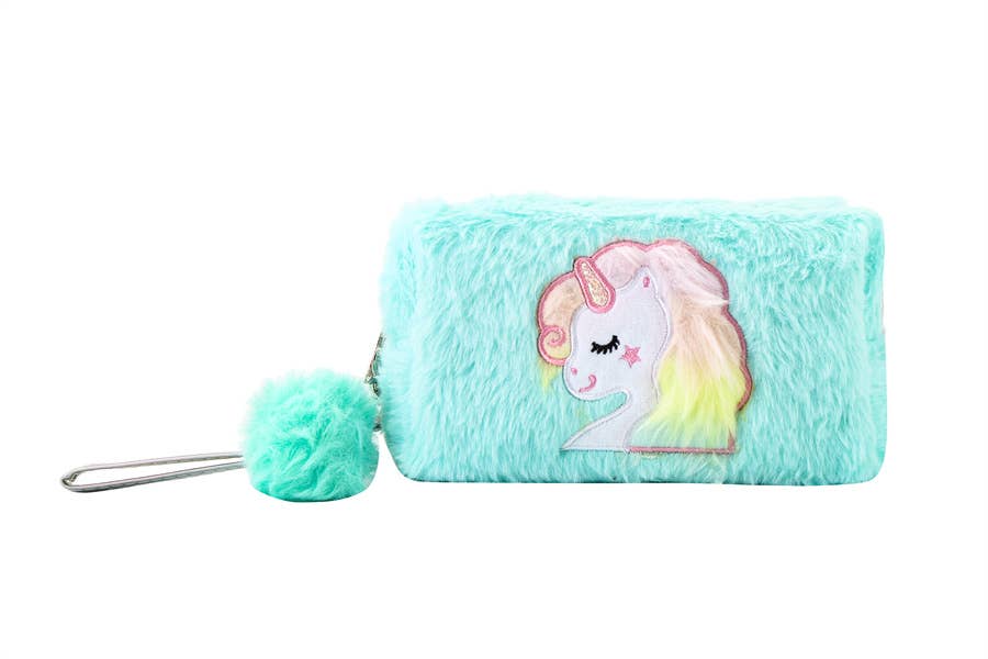 Nima Accessories Inc – wholesale Make-up/cosmetic bag – Ladies Unicorn Theme Faux Fur Cosmetic Bag1