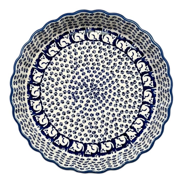 Polish Pottery Outlet - Wholesale Dish - Quiche Dish, Medium 9" in "Kitty Cat Path" by Manufaktura | F048T-KOT61