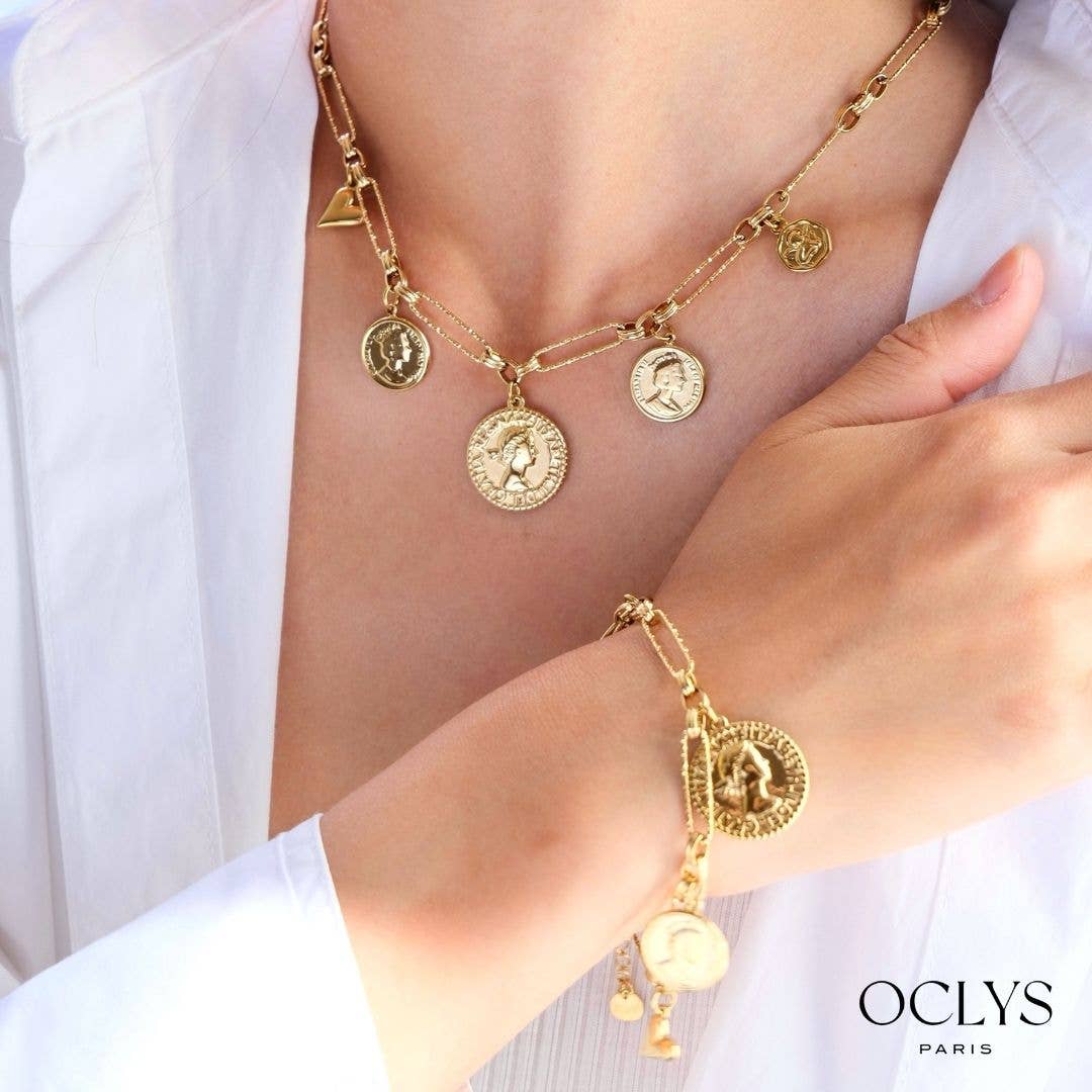 Oclys – Engroshandel Halskæde med vedhæng – Halskæde med vedhæng af mønter i rustfrit stål Aka3