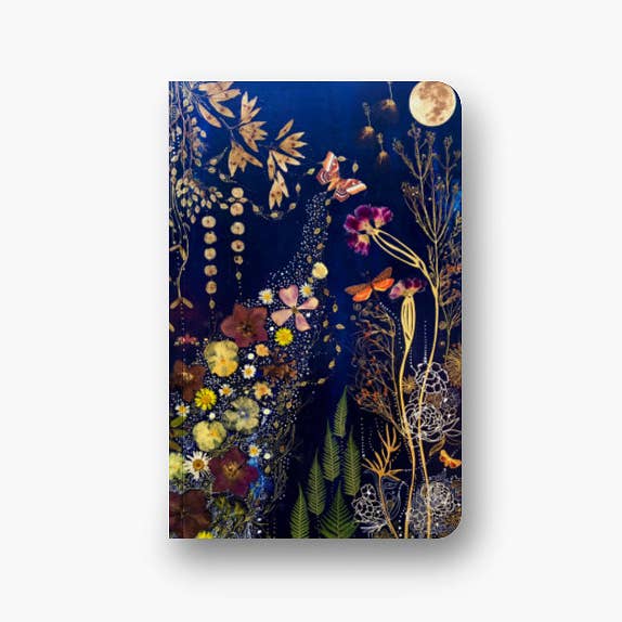 Notebook, Journal, Dreamy Artwork, Full Moon Flowers Art for wholesale by Manda Marble LLC