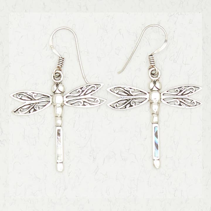 Sterling Silver Earrings - Dragonfly with Abalone for wholesale by Nirvana LLC